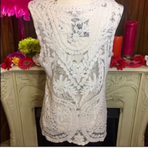 Express Victorian Lace Top/ Cover Up Size Medium Women - Picture 2 of 5